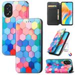 For OPPO A38 CaseNeo Colorful Magnetic Leather Phone Case(Colorful Cube)