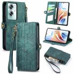 For OPPO A79 5G/ A2 5G Geometric Zipper Wallet Side Buckle Leather Phone Case(Green)