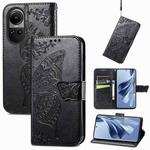 For OPPO Reno10 / 10 Pro Global Butterfly Love Flower Embossed Leather Phone Case(Black)