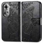 For OPPO Reno11 EU Butterfly Love Flower Embossed Leather Phone Case(Black)