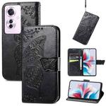 For OPPO Reno11 F 5G Butterfly Love Flower Embossed Leather Phone Case(Black)