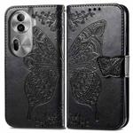 For OPPO Reno11 Pro EU Butterfly Love Flower Embossed Leather Phone Case(Black)