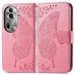 For OPPO Reno11 Pro EU Butterfly Love Flower Embossed Leather Phone Case(Pink)