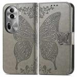 For OPPO Reno11 Pro EU Butterfly Love Flower Embossed Leather Phone Case(Grey)