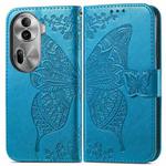 For OPPO Reno11 Pro EU Butterfly Love Flower Embossed Leather Phone Case(Blue)