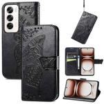 For OPPO Reno12 Pro Global Butterfly Love Flower Embossed Leather Phone Case(Black)