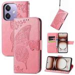 For  OPPO A3X Butterfly Love Flower Embossed Leather Phone Case(Pink)