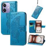 For  OPPO A3X Butterfly Love Flower Embossed Leather Phone Case(Blue)