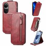 For OPPO Reno10 / 10 Pro Global Zipper Wallet Vertical Flip Leather Phone Case(Red)