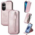 For OPPO Reno10 / 10 Pro Global Zipper Wallet Vertical Flip Leather Phone Case(Rose Gold)