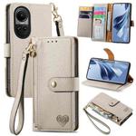 For OPPO Reno10 / 10 Pro Global Love Zipper Lanyard Leather Phone Case(White)