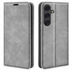 For Samsung Galaxy S25 5G Retro-skin Magnetic Suction Leather Phone Case(Grey)