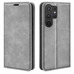 For Samsung Galaxy S25 Ultra 5G Retro-skin Magnetic Suction Leather Phone Case(Grey)