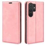 For Samsung Galaxy S25 Ultra 5G Retro-skin Magnetic Suction Leather Phone Case(Pink)