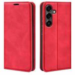 For Samsung Galaxy S25 FE 5G Retro-skin Magnetic Suction Leather Phone Case(Red)