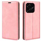 For Realme Narzo N53 Retro-skin Magnetic Suction Leather Phone Case(Pink)