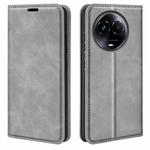 For Realme 11X Retro-skin Magnetic Suction Leather Phone Case(Grey)