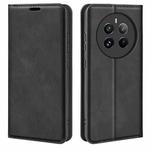 For Realme 12+ 5G Retro-skin Magnetic Suction Leather Phone Case(Black)