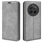 For Realme 12+ 5G Retro-skin Magnetic Suction Leather Phone Case(Grey)
