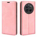 For Realme 12+ 5G Retro-skin Magnetic Suction Leather Phone Case(Pink)