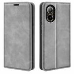 For Realme C67 4G Retro-skin Magnetic Suction Leather Phone Case(Grey)