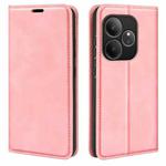 For Realme GT 6 5G Retro-skin Magnetic Suction Leather Phone Case(Pink)