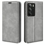 For Realme C75 Retro-skin Magnetic Suction Leather Phone Case(Grey)