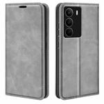 For Realme C71 4G Retro-skin Magnetic Suction Leather Phone Case(Grey)