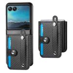 For Motorola Razr 40 Ultra Wristband Kickstand Card Wallet Back Cover Phone Case(Black)