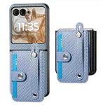 For Motorola Razr 50 Ultra Wristband Kickstand Card Wallet Back Cover Phone Case(Blue)