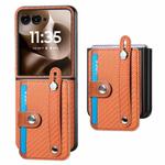 For Motorola Razr 60 Wristband Kickstand Card Wallet Back Cover Phone Case(Brown)