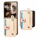 For Motorola Razr 60 Ultra Wristband Kickstand Card Wallet Back Cover Phone Case(Khaki)