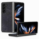 For Samsung Galaxy Z Fold5 Geometric Leather Back Cover Phone Case(Black)