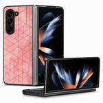 For Samsung Galaxy Z Fold5 Geometric Leather Back Cover Phone Case(Pink)