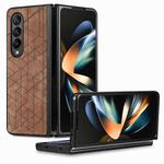 For Samsung Galaxy Z Fold4 Geometric Leather Back Cover Phone Case(Brown)