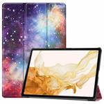 For Samsung Galaxy Tab S9+ JUNSUNMAY Custer Painted 3-Fold Stand Leather Smart Tablet Case(Galaxy)