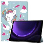 For Samsung Galaxy Tab S9 FE 10.9 JUNSUNMAY Custer Painted 3-Fold Stand Leather Smart Tablet Case(Unicorn)