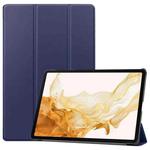 For Samsung Galaxy Tab S9+ JUNSUNMAY Custer Solid Color 3-Fold Stand Leather Smart Tablet Case(Dark Blue)