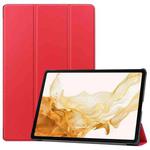 For Samsung Galaxy Tab S9+ JUNSUNMAY Custer Solid Color 3-Fold Stand Leather Smart Tablet Case(Red)
