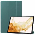 For Samsung Galaxy Tab S9+ JUNSUNMAY Custer Solid Color 3-Fold Stand Leather Smart Tablet Case(Dark Green)