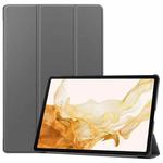 For Samsung Galaxy Tab S9+ JUNSUNMAY Custer Solid Color 3-Fold Stand Leather Smart Tablet Case(Grey)