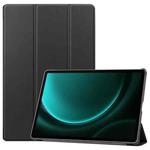 For Samsung Galaxy Tab S9 FE+ 12.4 JUNSUNMAY Custer Solid Color 3-Fold Stand Leather Smart Tablet Case(Black)