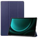 For Samsung Galaxy Tab S9 FE+ 12.4 JUNSUNMAY Custer Solid Color 3-Fold Stand Leather Smart Tablet Case(Dark Blue)