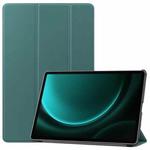 For Samsung Galaxy Tab S9 FE+ 12.4 JUNSUNMAY Custer Solid Color 3-Fold Stand Leather Smart Tablet Case(Dark Green)