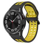 For Samsung Galaxy Watch 6 Classic 47mm Two-Color Breathable Silicone Watch Band(Black + Yellow)