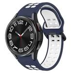 For Samsung Galaxy Watch 6 Classic 47mm Two-Color Breathable Silicone Watch Band(Midnight Blue + White)