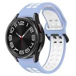 For Samsung Galaxy Watch 6 Classic 43mm Two-Color Breathable Silicone Watch Band(Light Blue + White)