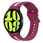 For Samsung Galaxy Watch 6 40mm Two-Color Silicone Watch Band(Wine Red+Pink)