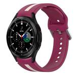 For Samsung  Galaxy Watch 4 Classic 46mm Two-Color Silicone Watch Band(Wine Red+Pink)