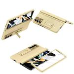 For Samsung Galaxy Z Fold6 5G Shell-membrane Integrated Hinge All-around Leather Folding Phone Case(Champagne)